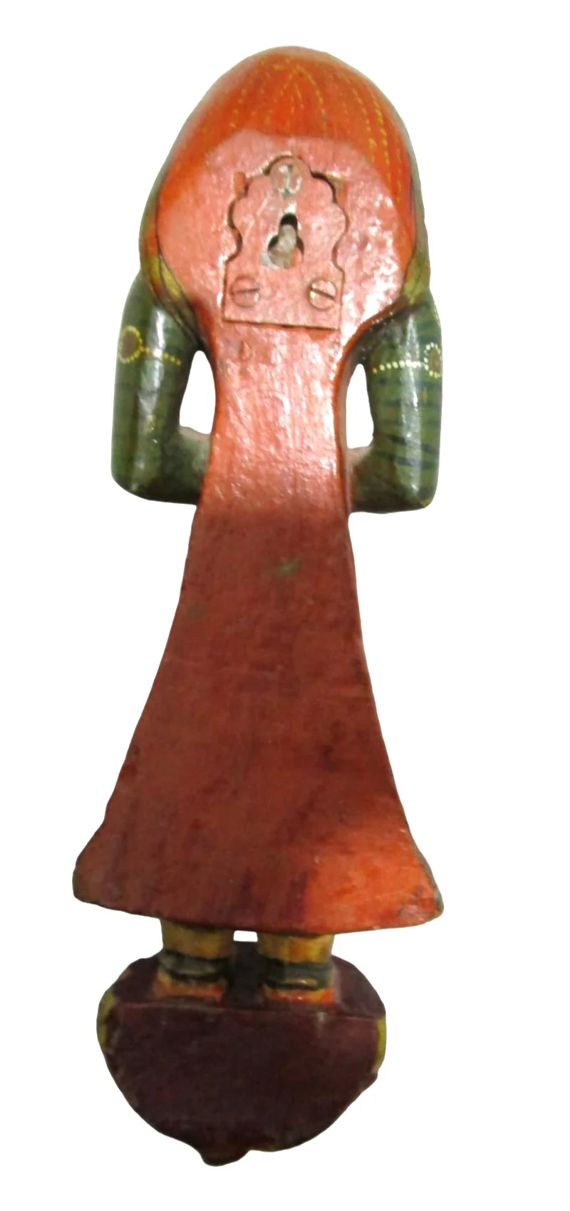 Vintage Painted Carved Wood Folded Hands Praying Traditional Dress - Image 3