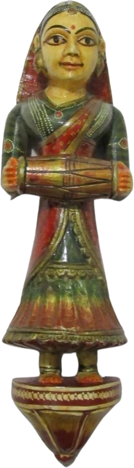 Vintage Painted Carved Wood Musician Traditional Dress