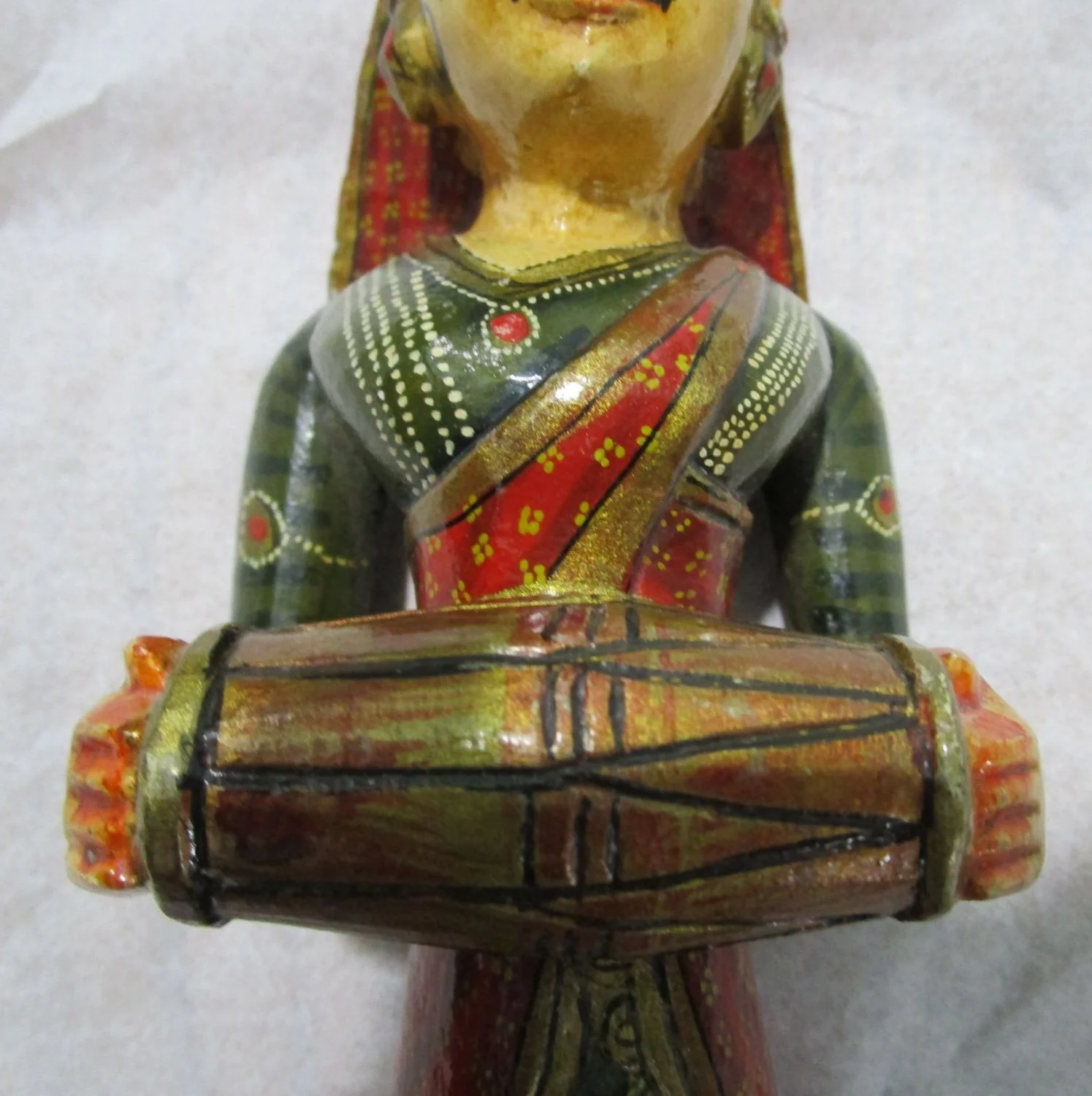 Vintage Painted Carved Wood Musician Traditional Dress - Image 10