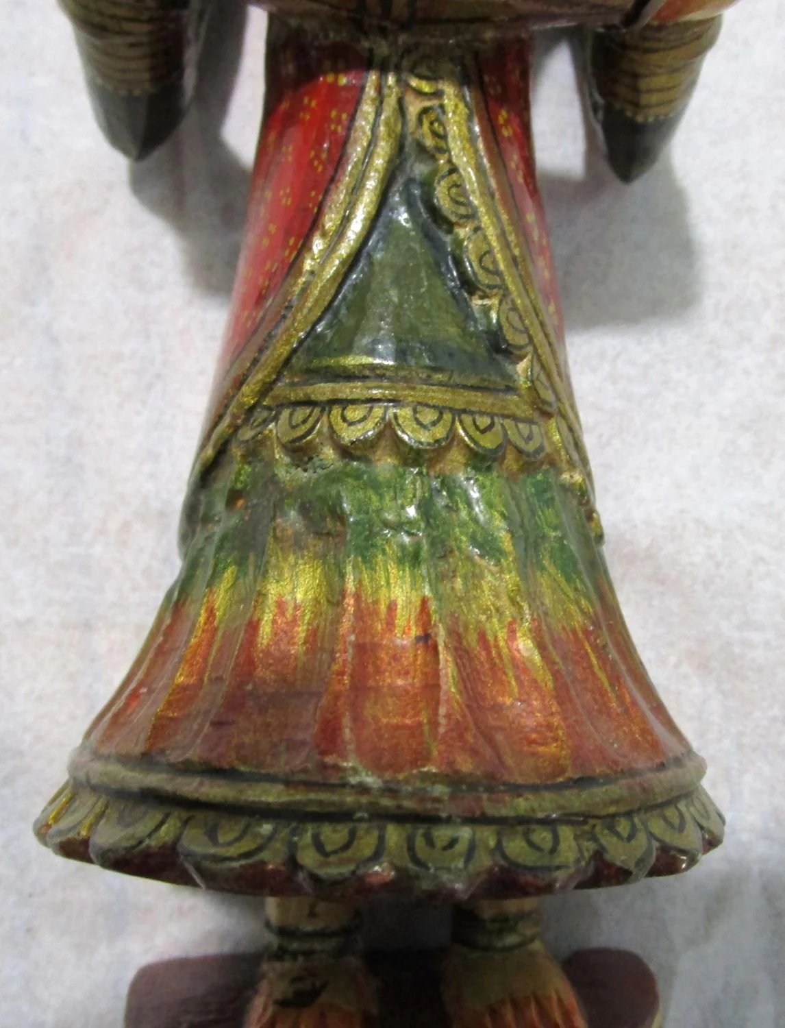 Vintage Painted Carved Wood Musician Traditional Dress - Image 11