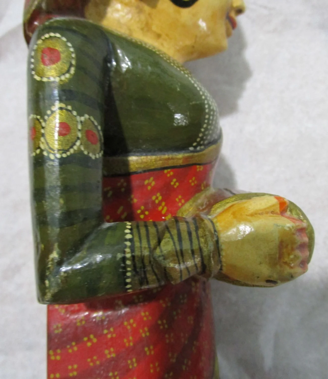 Vintage Painted Carved Wood Musician Traditional Dress - Image 15