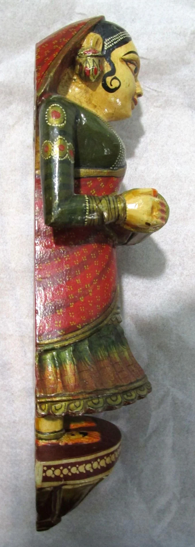 Vintage Painted Carved Wood Musician Traditional Dress - Image 3