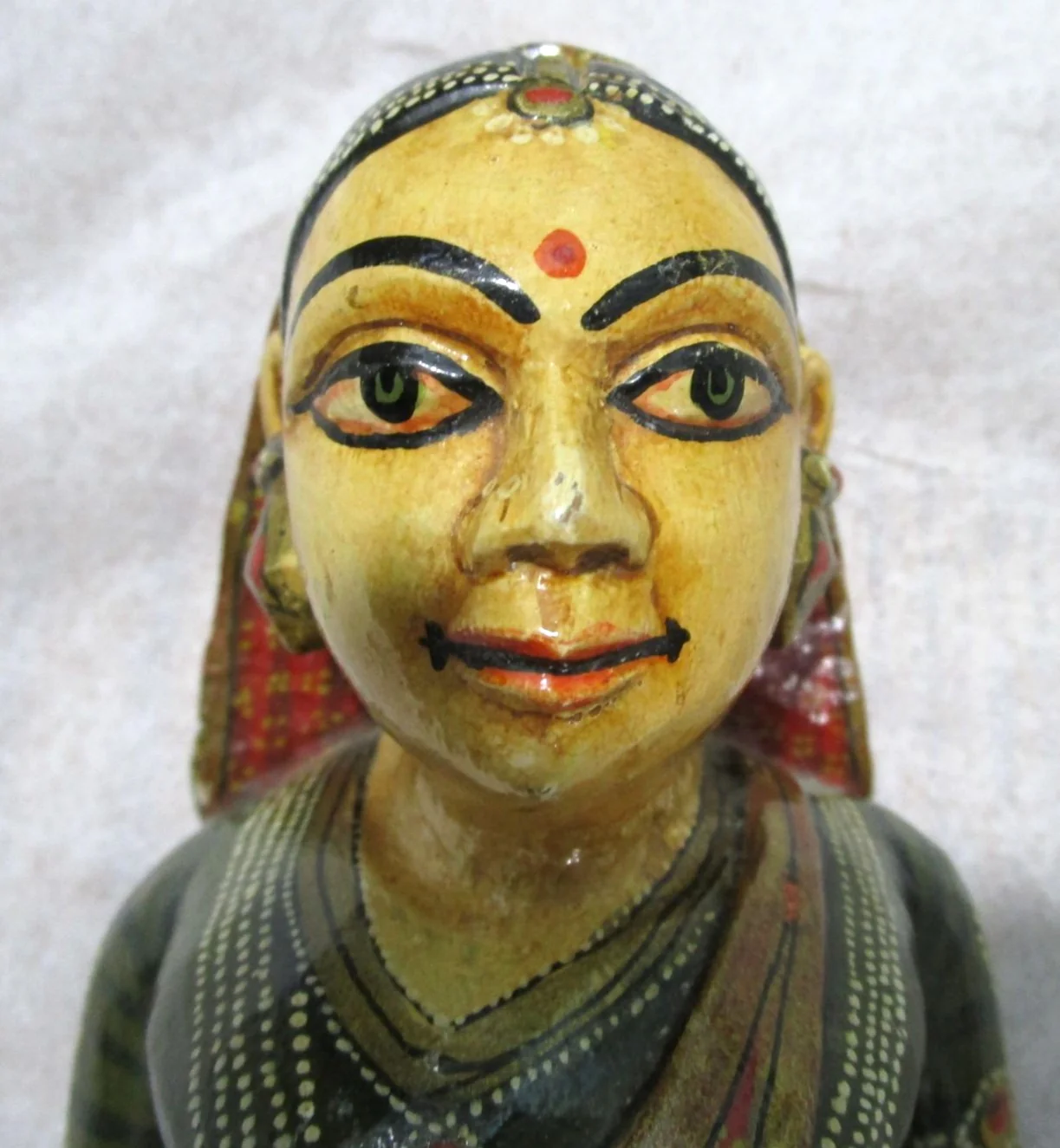 Vintage Painted Carved Wood Musician Traditional Dress - Image 8
