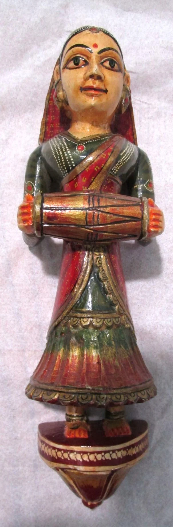 Vintage Painted Carved Wood Musician Traditional Dress - Image 9