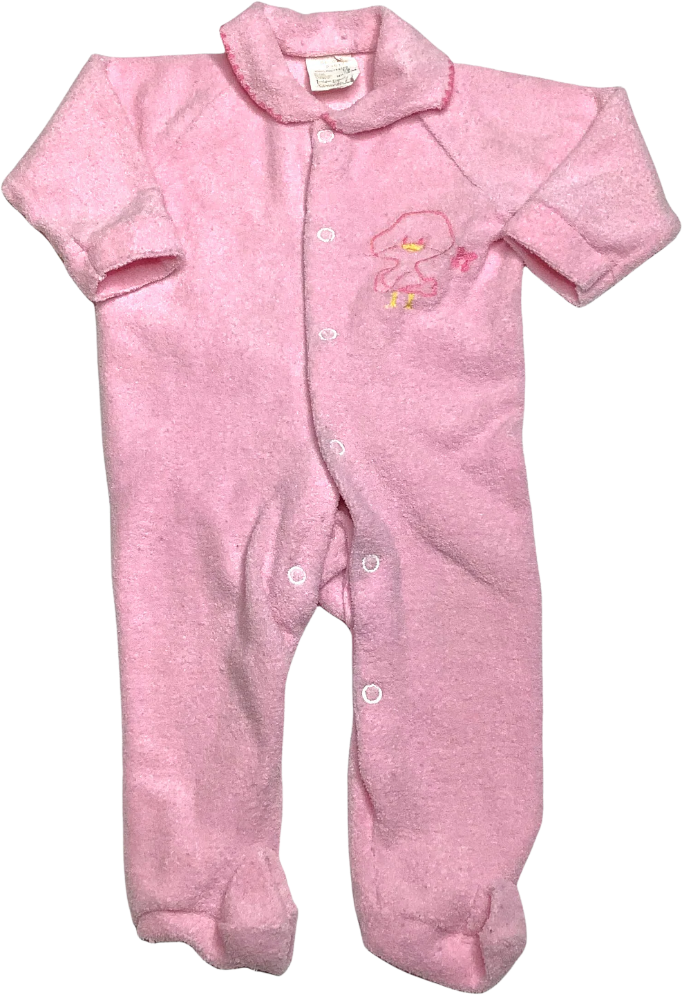 Vintage Pajamas 3-6m? Footie One Piece 80s Pink Embroidered Duck 14. 5-18 Pounds