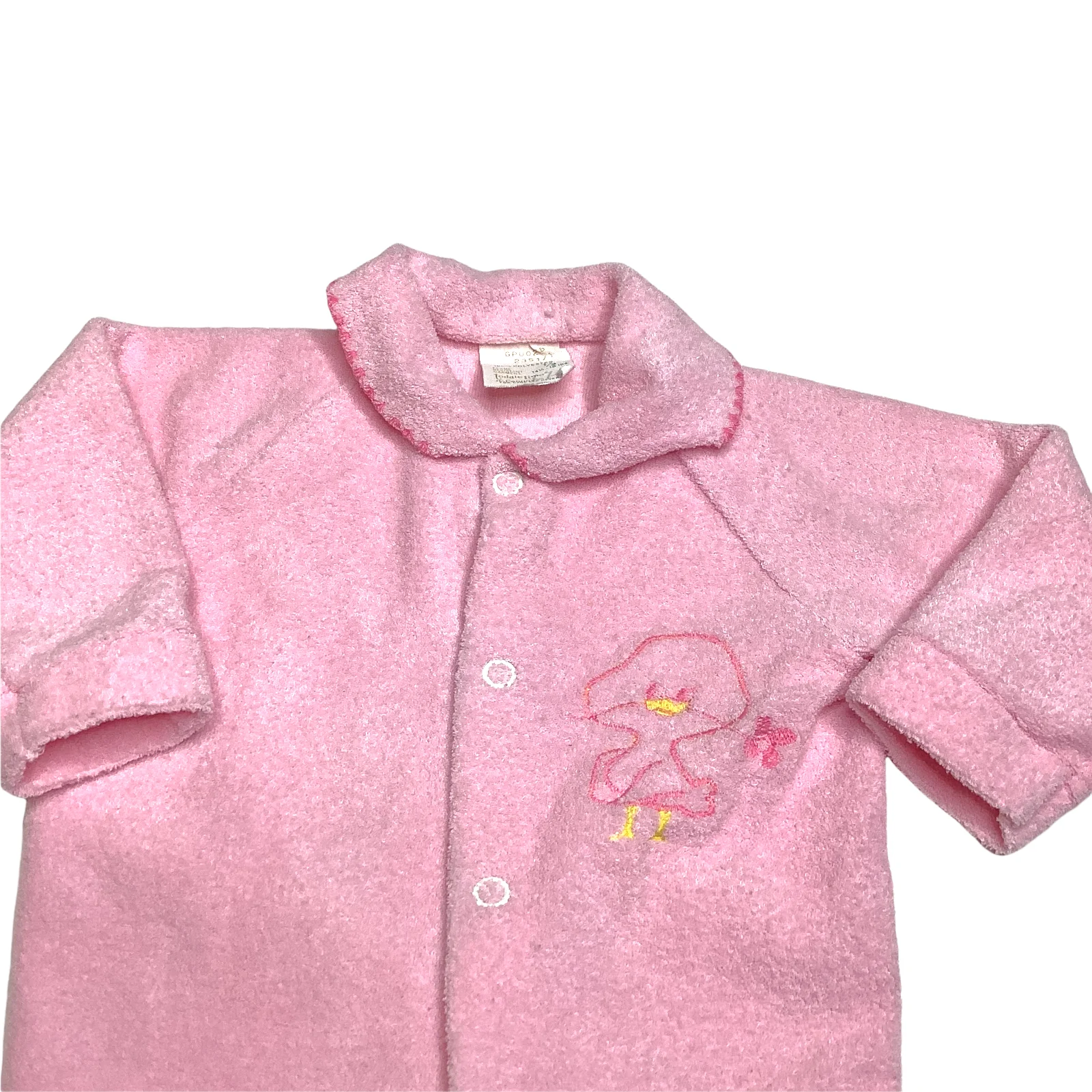 Vintage Pajamas 3-6m? Footie One Piece 80s Pink Embroidered Duck 14. 5-18 Pounds - Image 3