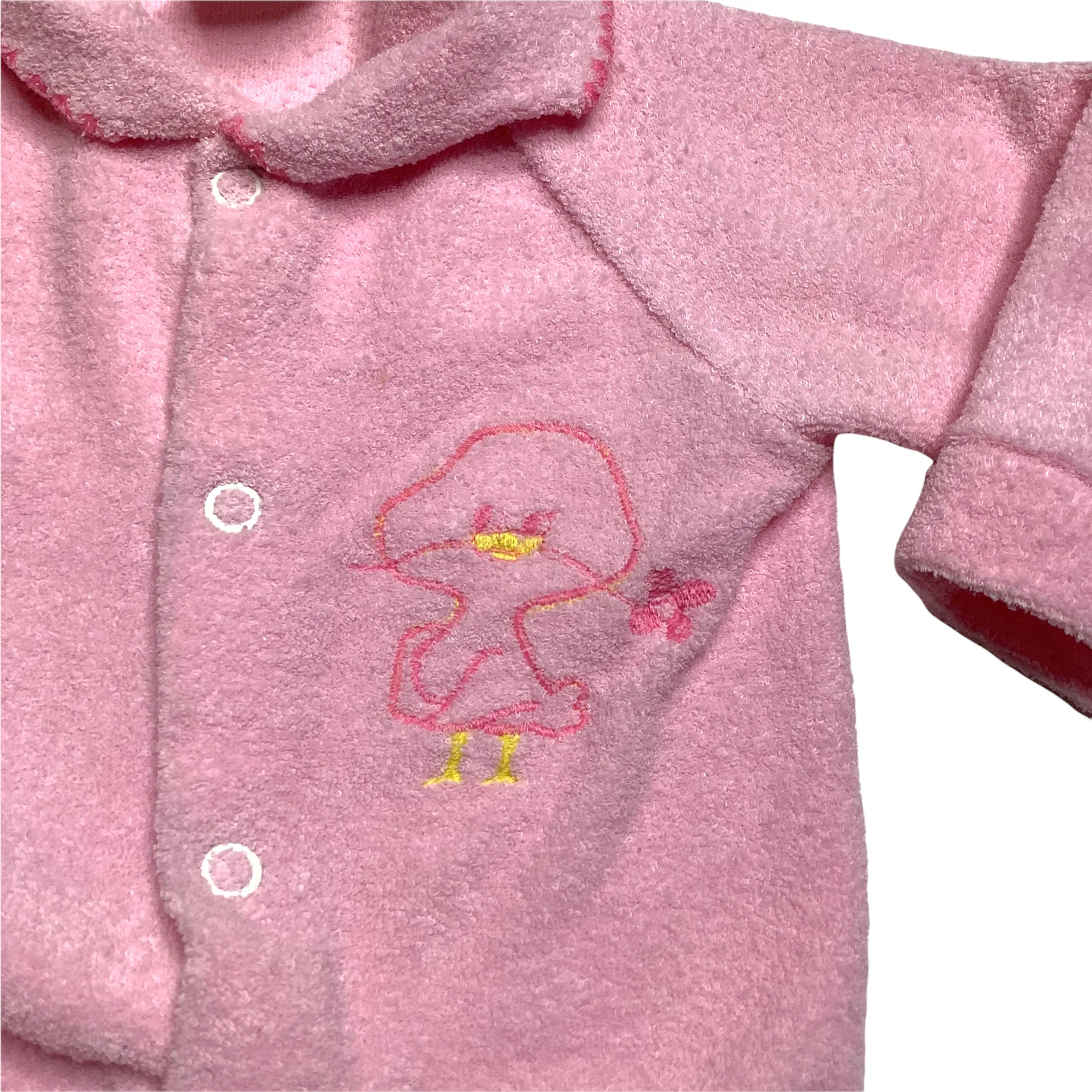 Vintage Pajamas 3-6m? Footie One Piece 80s Pink Embroidered Duck 14. 5-18 Pounds - Image 4