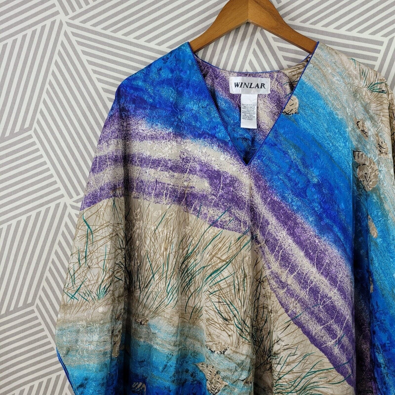 Vintage Patio Dress Plus One Size Xl 1x 2x 3x Beach Muumuu Caftan Long Shell by Winlar - Image 5
