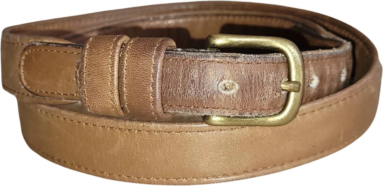Vintage Peanut Brown Thin Leather Belt with Brass Hardware - Size S/m by Coach