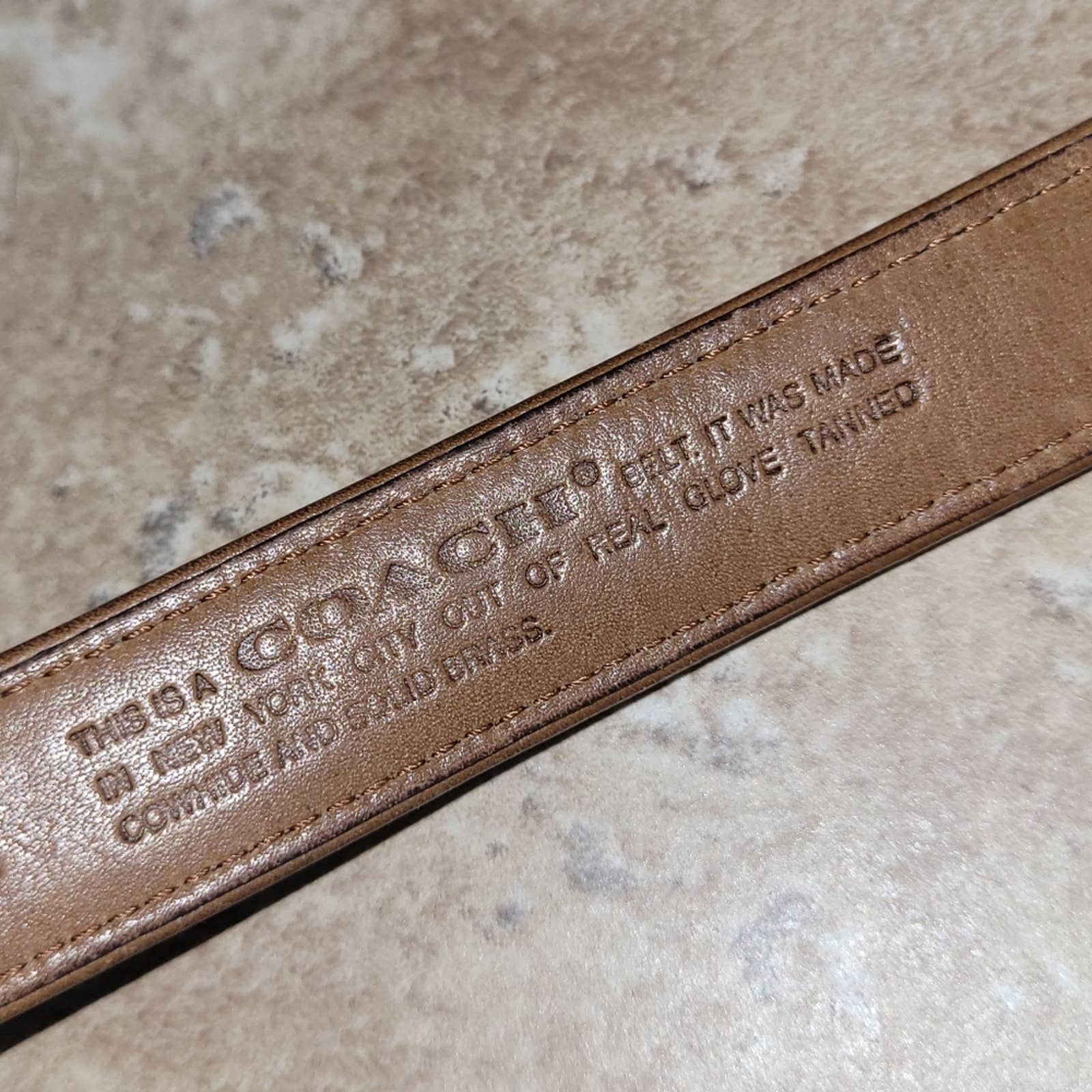 Vintage Peanut Brown Thin Leather Belt with Brass Hardware - Size S/m by Coach - Image 3