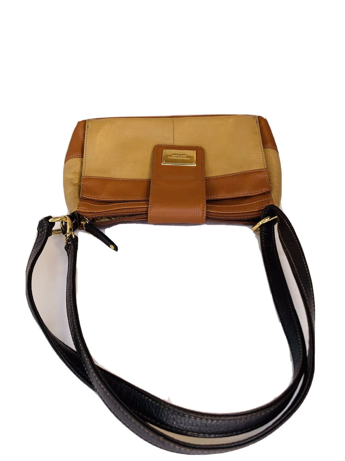 Vintage Pebbled Leather Shoulder Bag Credit Card Organizer Walnut Tan by Tignanello - Image 5