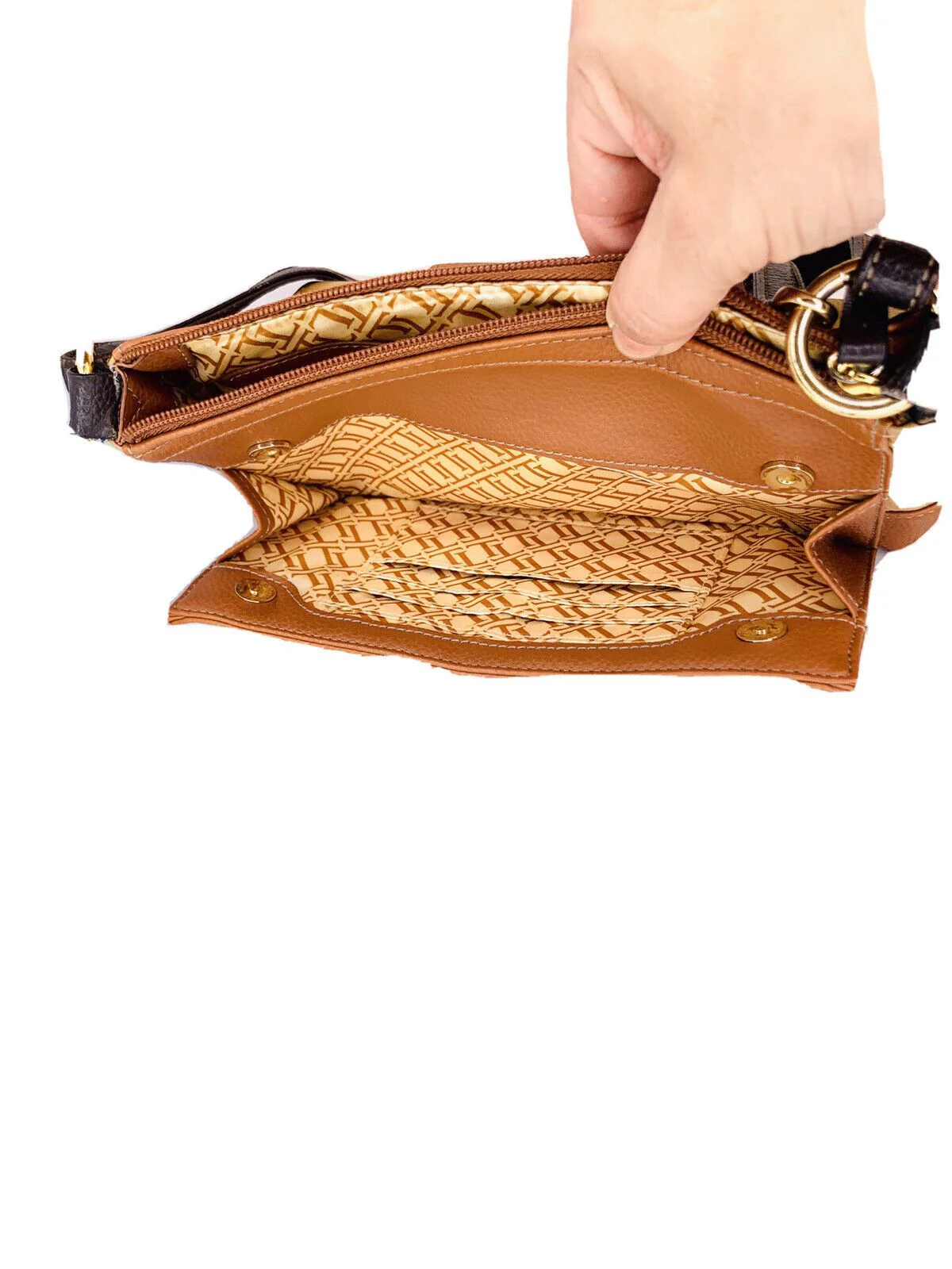 Vintage Pebbled Leather Shoulder Bag Credit Card Organizer Walnut Tan by Tignanello - Image 7