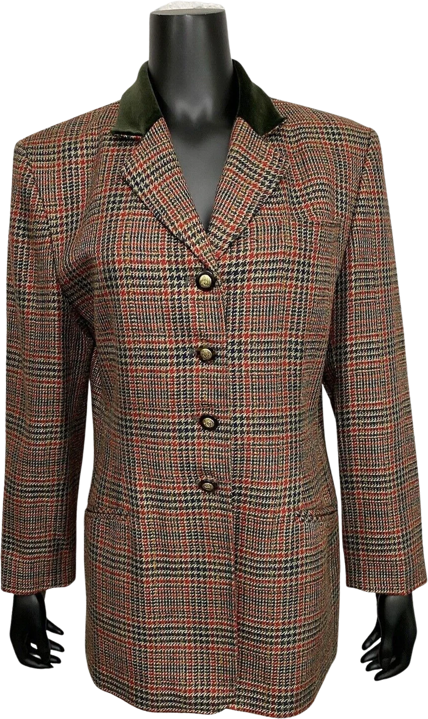 Vintage Pendleton Houndstooth Blazer Jacket 4 Button Crested Usa M 90s Preppy by Pendleton