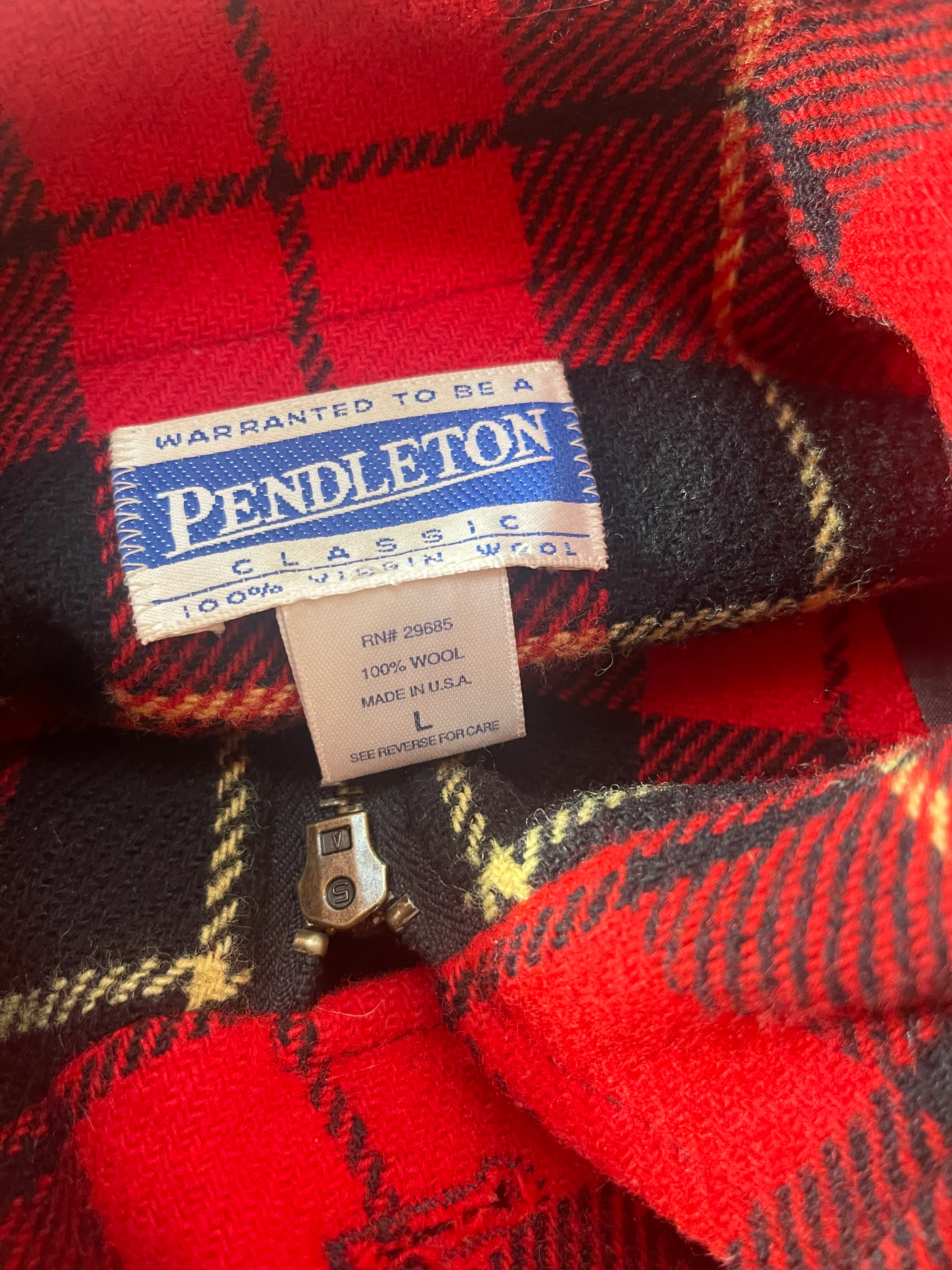 Vintage Pendleton Red Plaid Wool Zip Up Jacket By Pendleton - Image 12