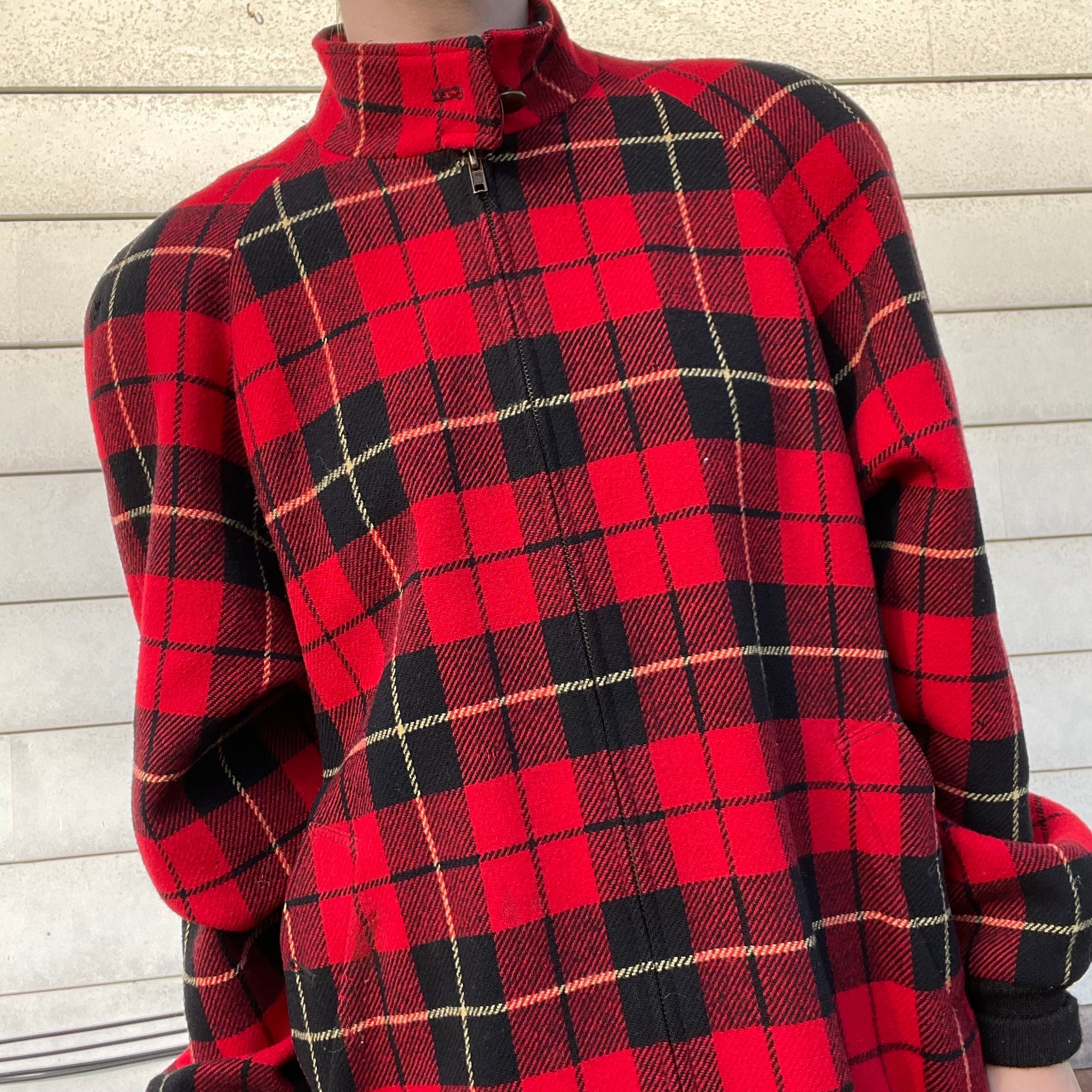 Vintage Pendleton Red Plaid Wool Zip Up Jacket By Pendleton - Image 4