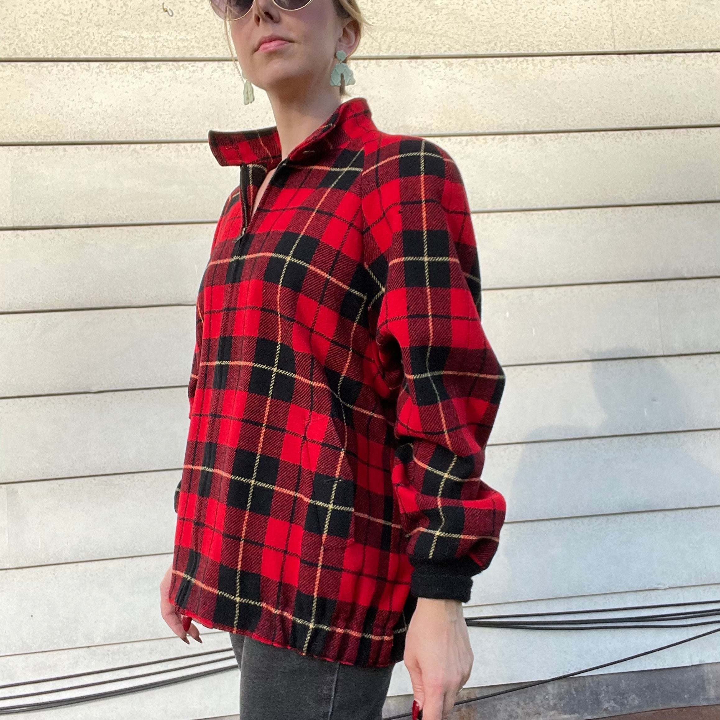 Vintage Pendleton Red Plaid Wool Zip Up Jacket By Pendleton - Image 6