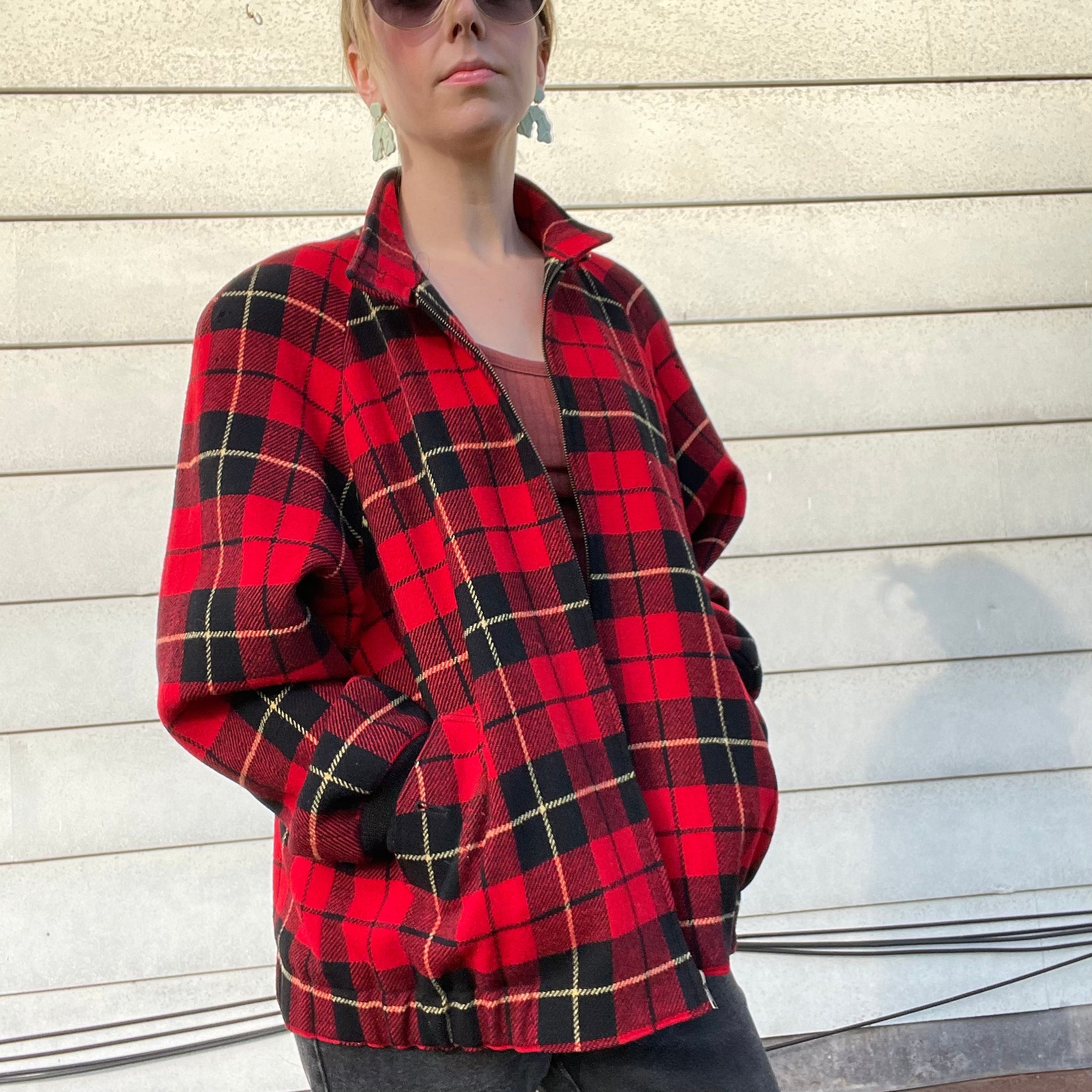 Vintage Pendleton Red Plaid Wool Zip Up Jacket By Pendleton - Image 7