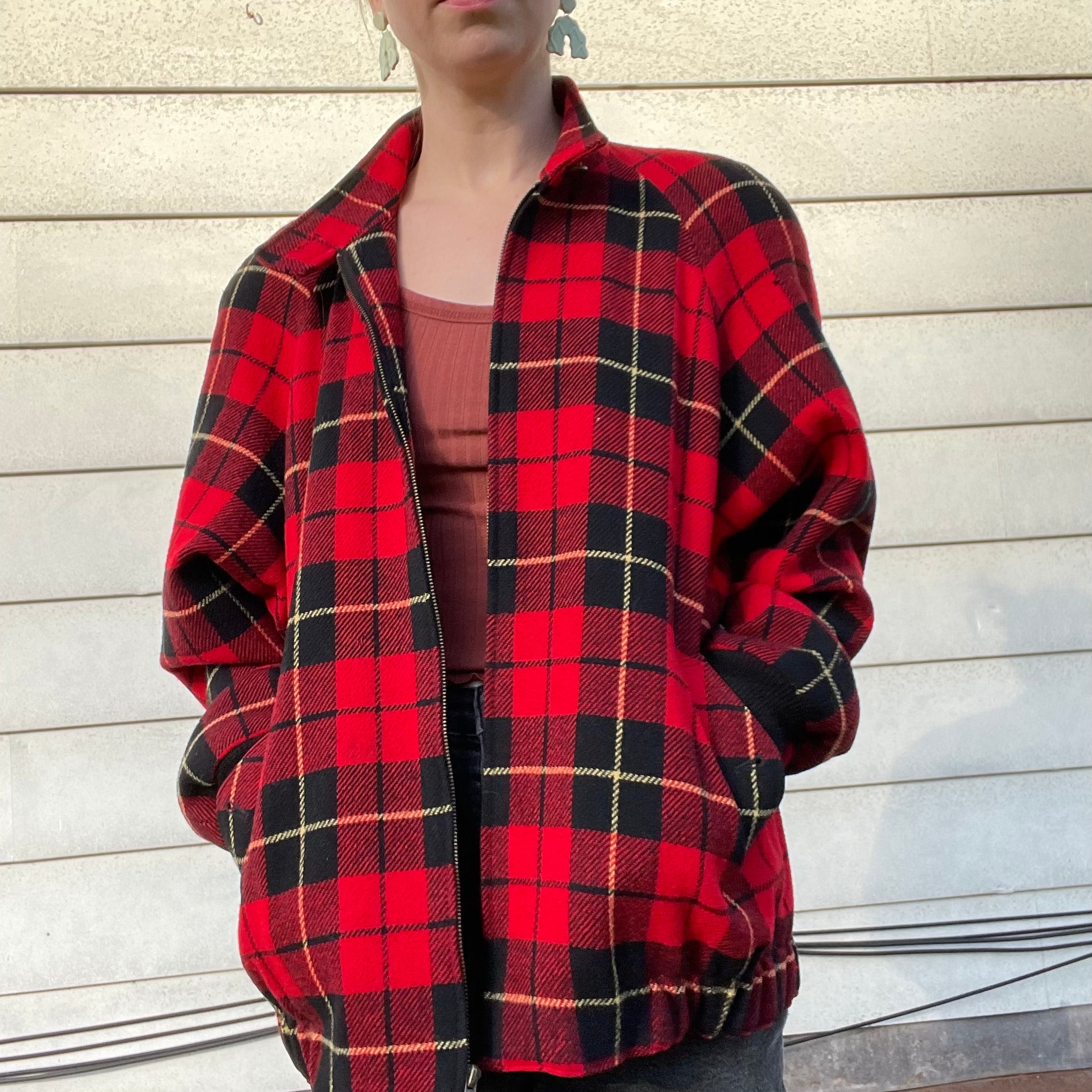 Vintage Pendleton Red Plaid Wool Zip Up Jacket By Pendleton - Image 8