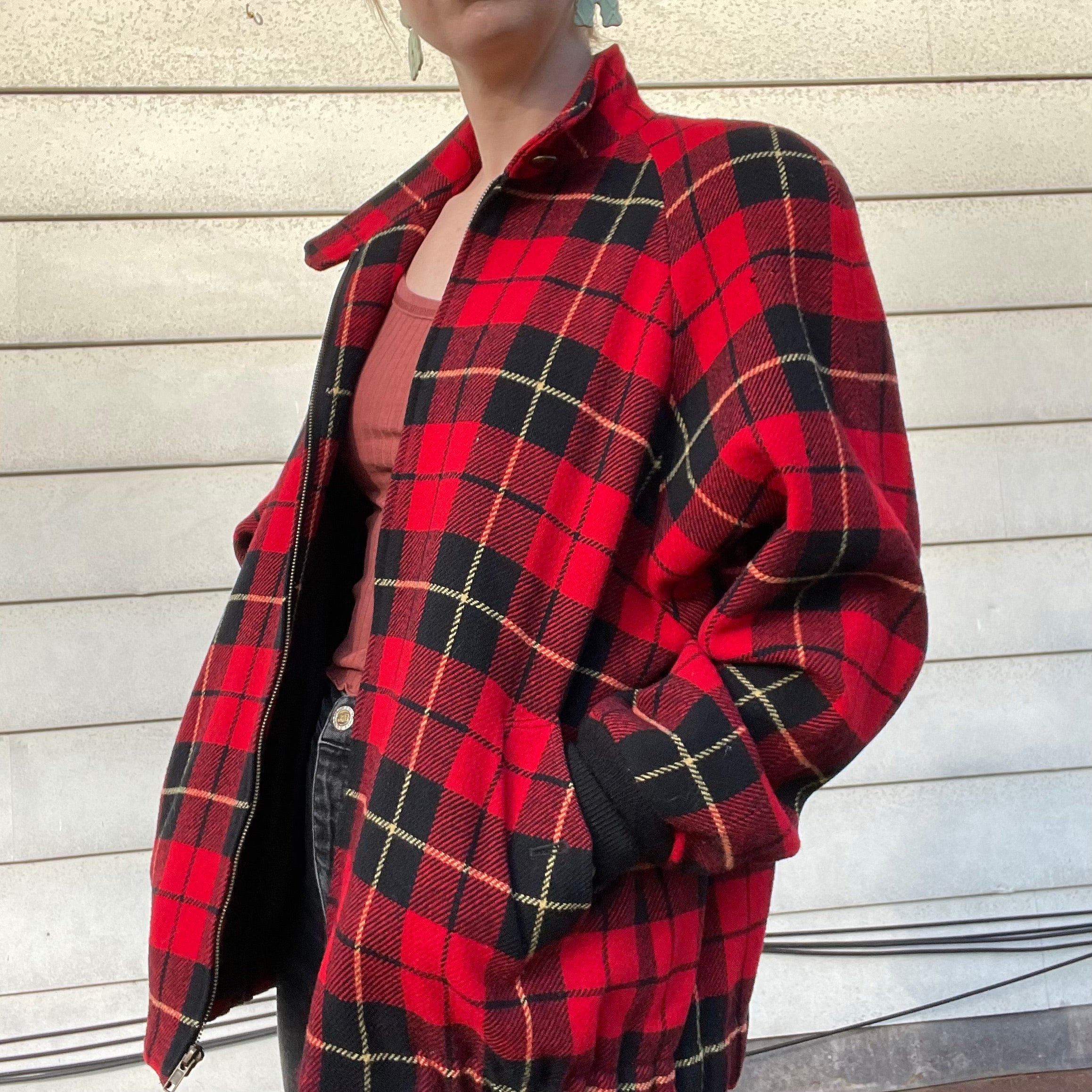 Vintage Pendleton Red Plaid Wool Zip Up Jacket By Pendleton - Image 9