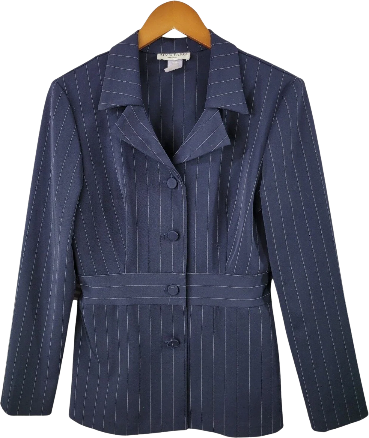 Vintage Pin Stripe Blazer Jacket Size 8/10 Black Alt Career