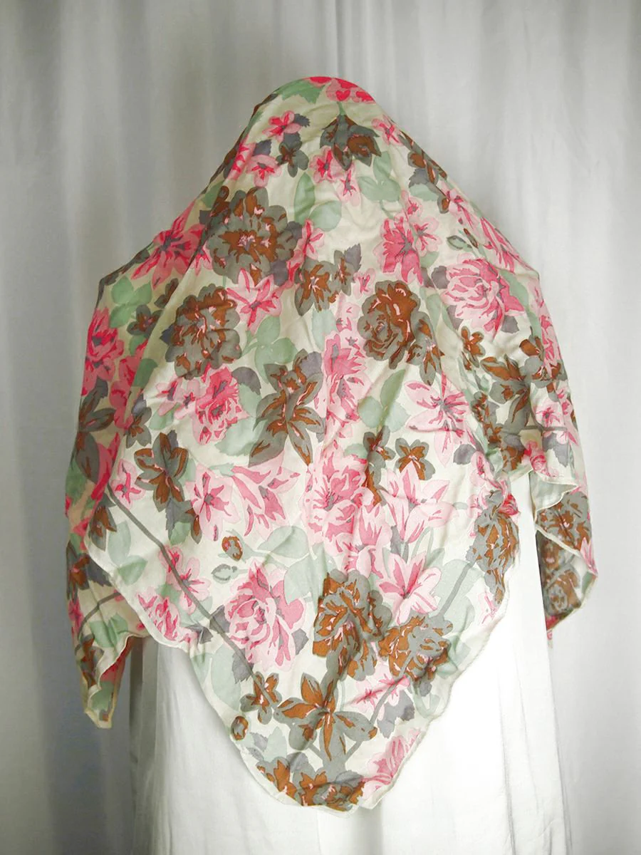 Vintage Pink and Gray Floral Scarf by Nordstrom - Image 2