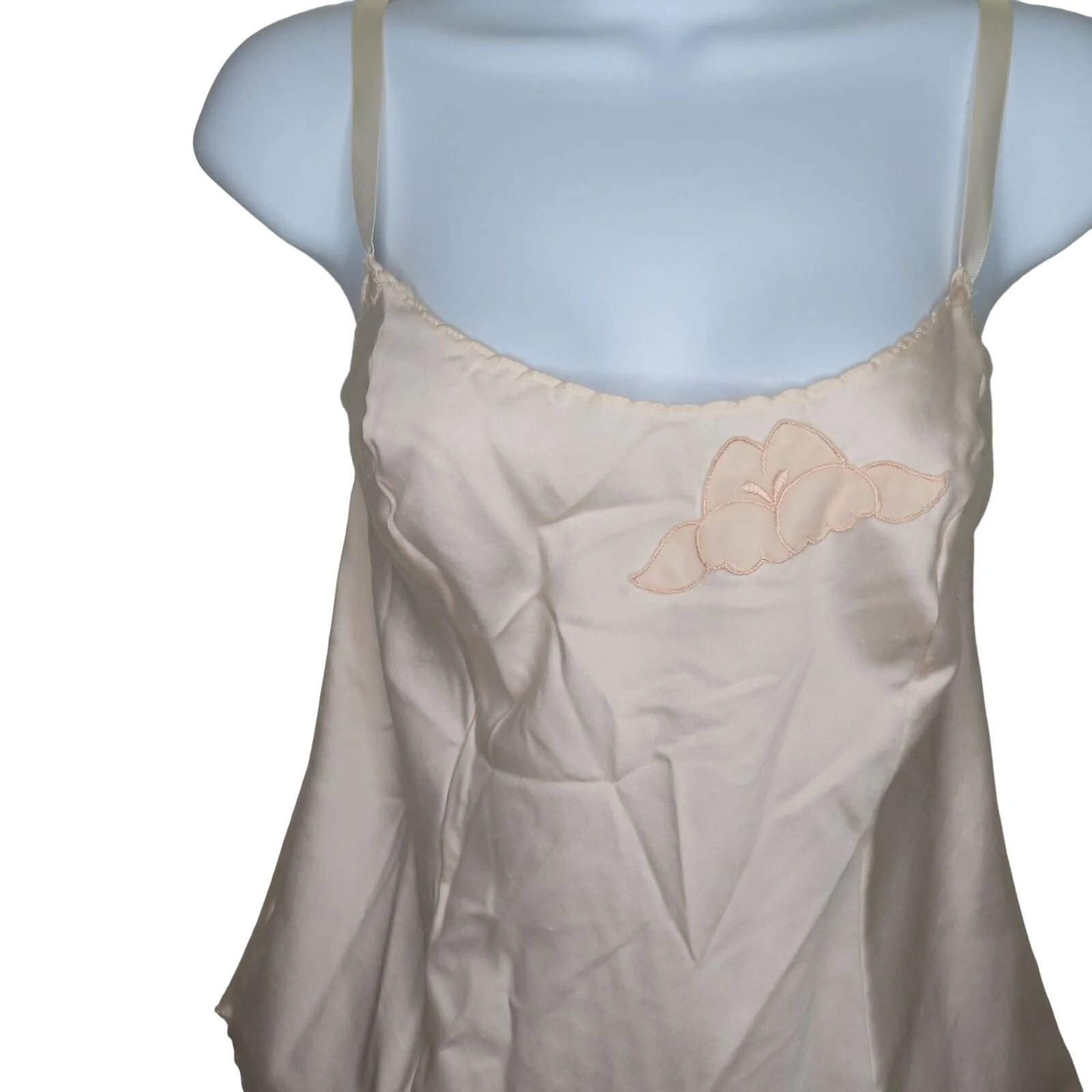Vintage Pink Cami Top Tank Top M Floral Applique Spaghetti Strap by Bali - Image 12