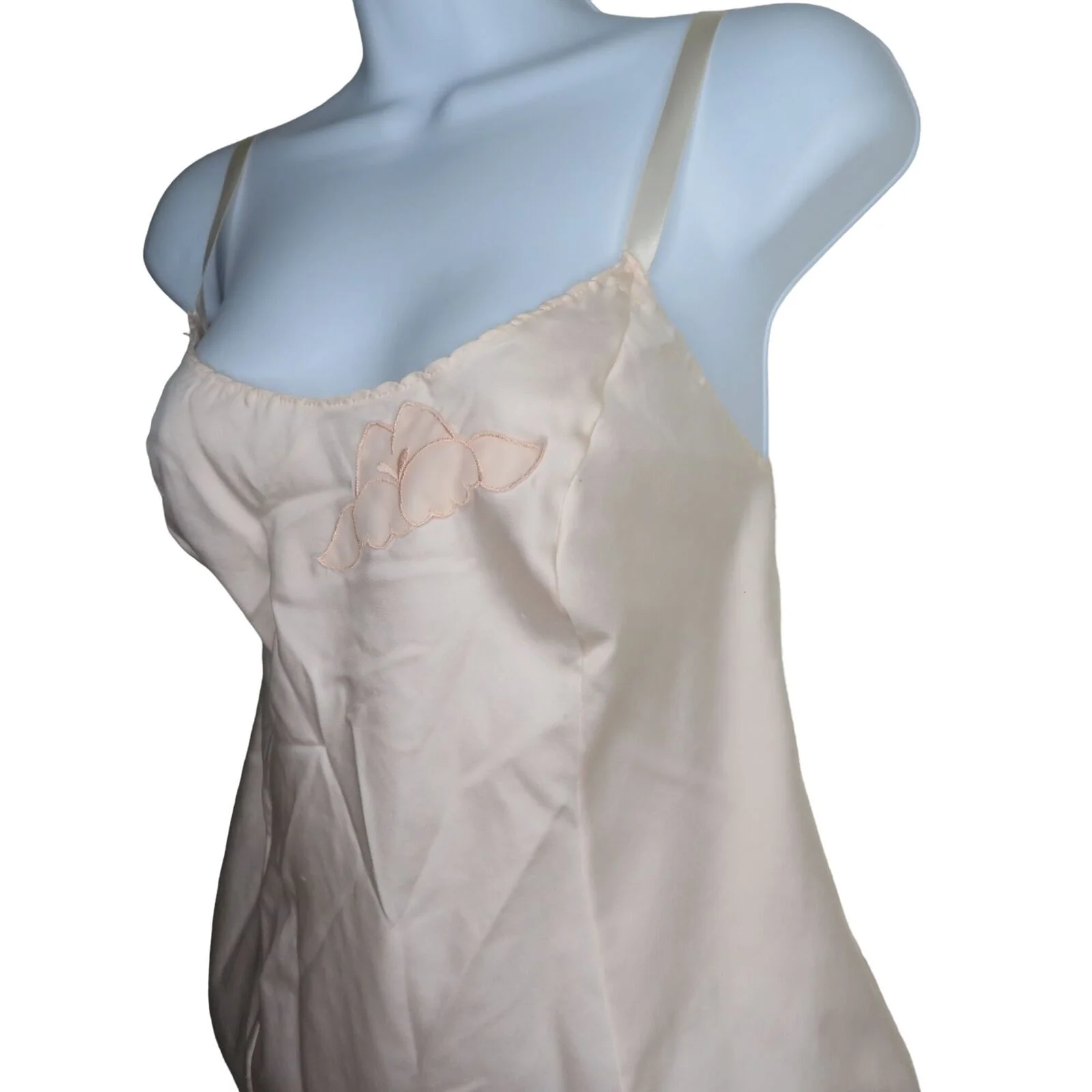 Vintage Pink Cami Top Tank Top M Floral Applique Spaghetti Strap by Bali - Image 6