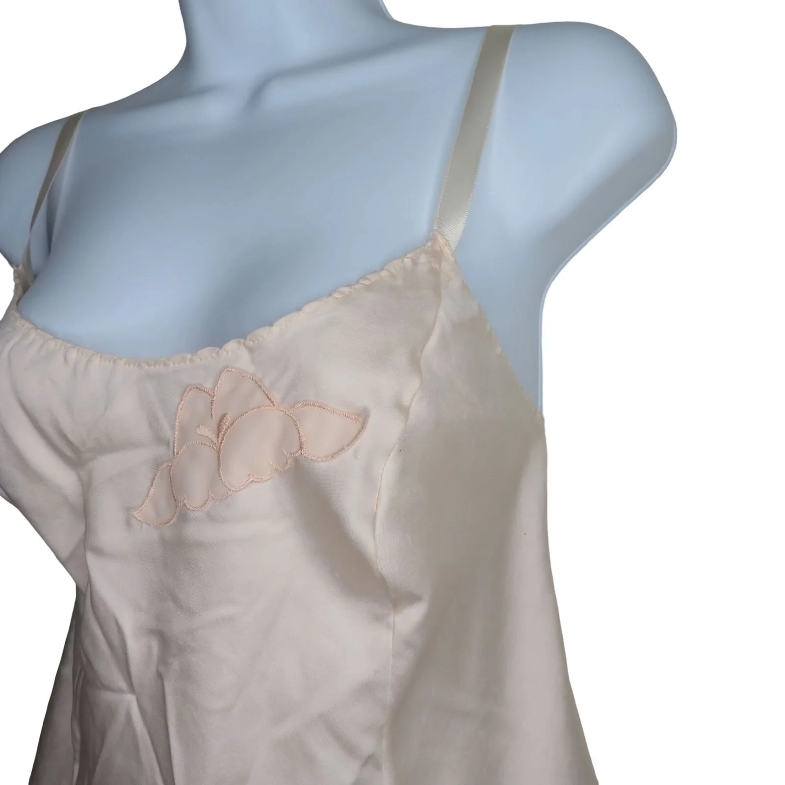 Vintage Pink Cami Top Tank Top M Floral Applique Spaghetti Strap by Bali - Image 8