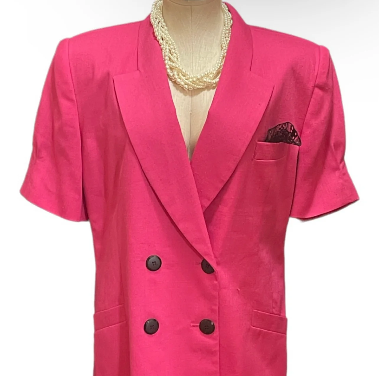 Vintage Pink Double Breasted Blazer By Oleg Cassini - Image 3