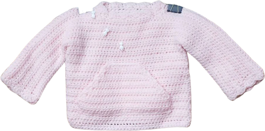 Vintage Pink Knit Baby Sweater with Cats 6-9m