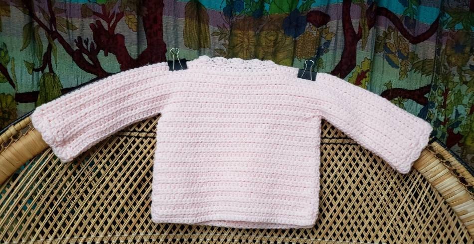 Vintage Pink Knit Baby Sweater with Cats 6-9m - Image 7