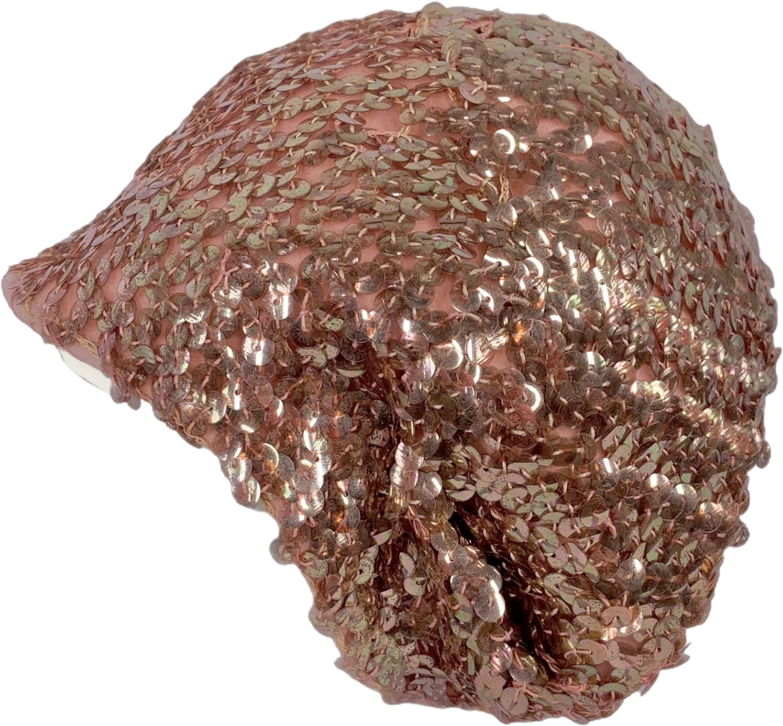 Vintage Pink Sequin Skull Cap
