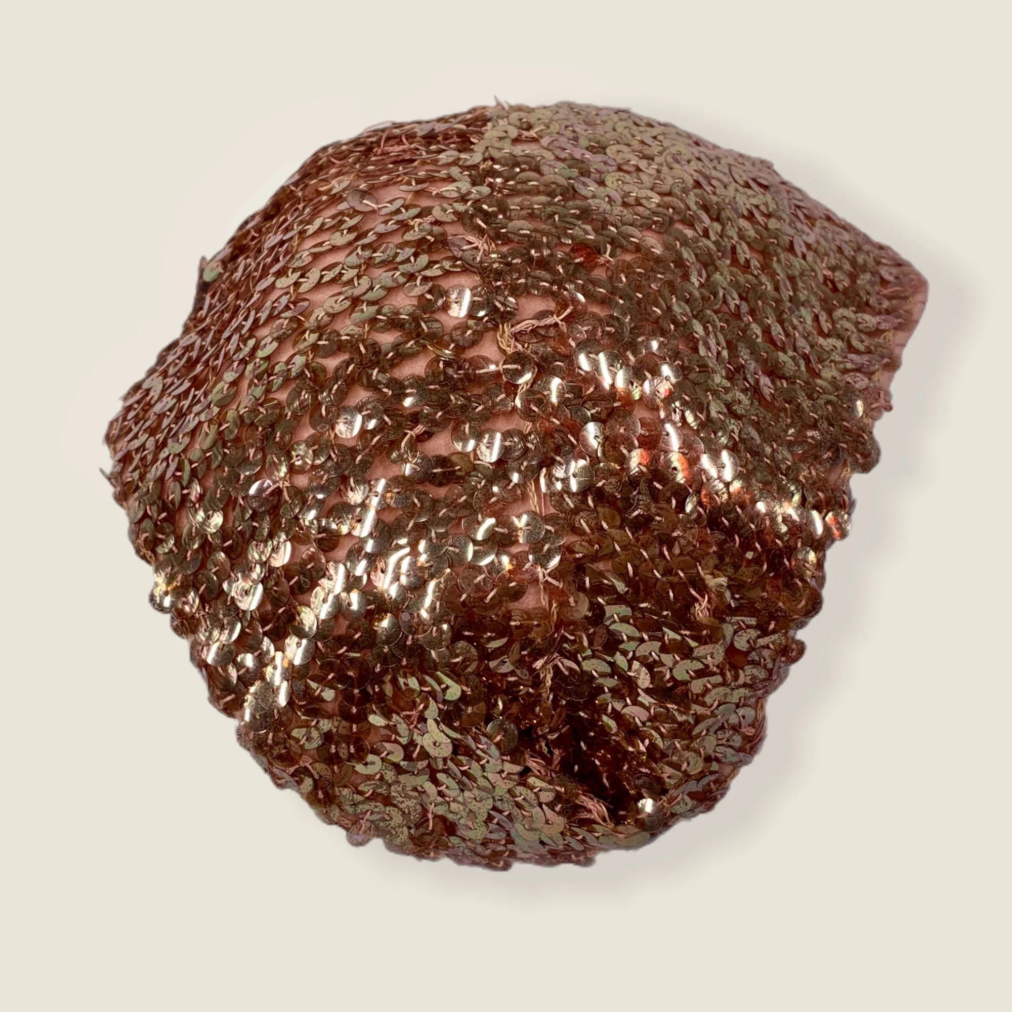 Vintage Pink Sequin Skull Cap - Image 2