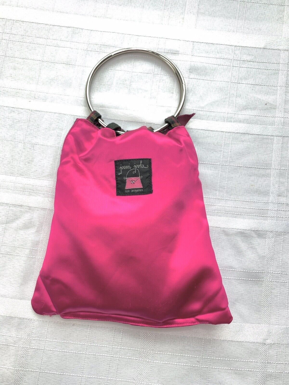 Vintage Plaid Bag Pink Lining Silver Loop Hoops Handles Rare Purse by Joomi Joolz - Image 6