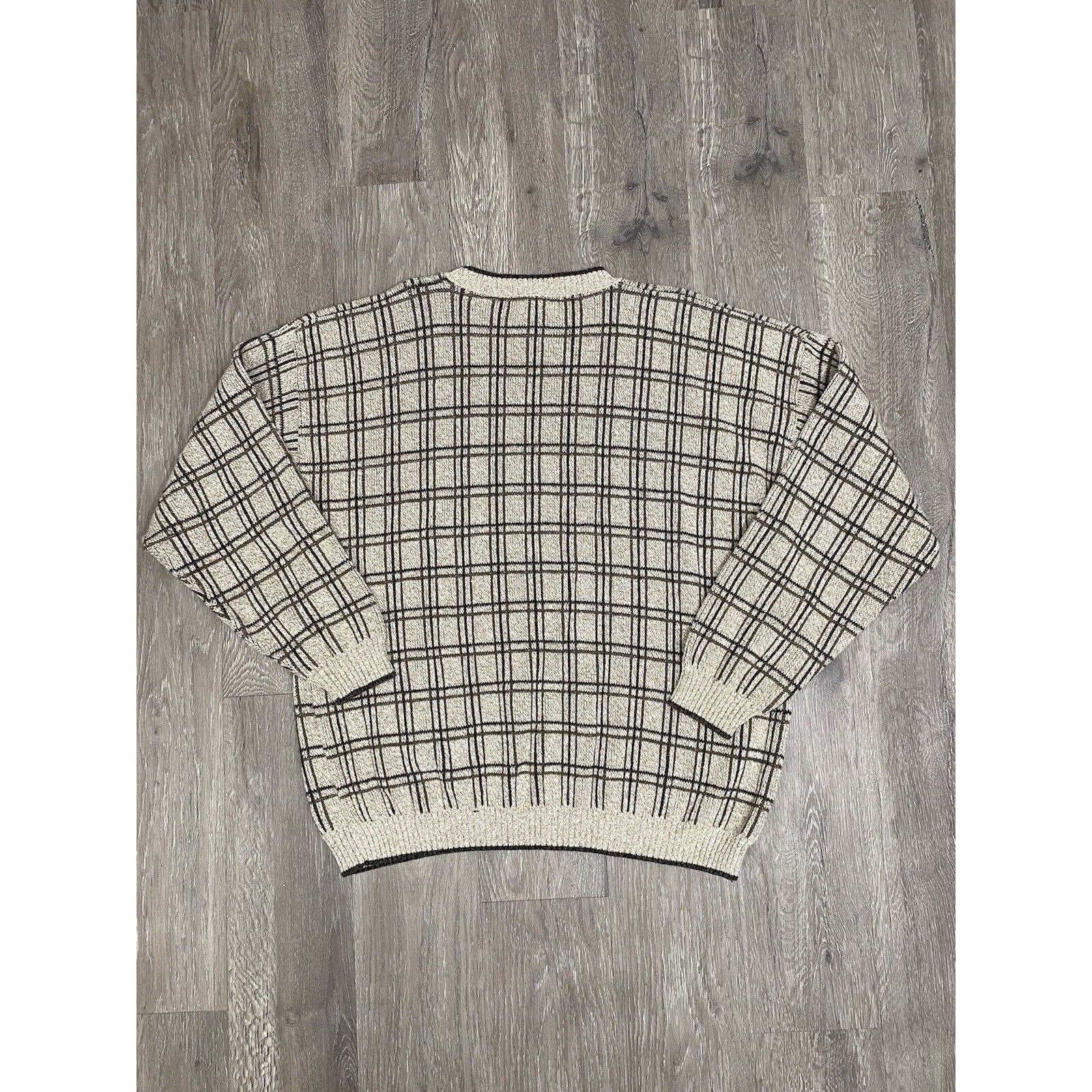 Vintage Plaid Sweater Crewneck 90s Men's Liberty Sweaters Acrylic Cotton by Liberty - Image 4