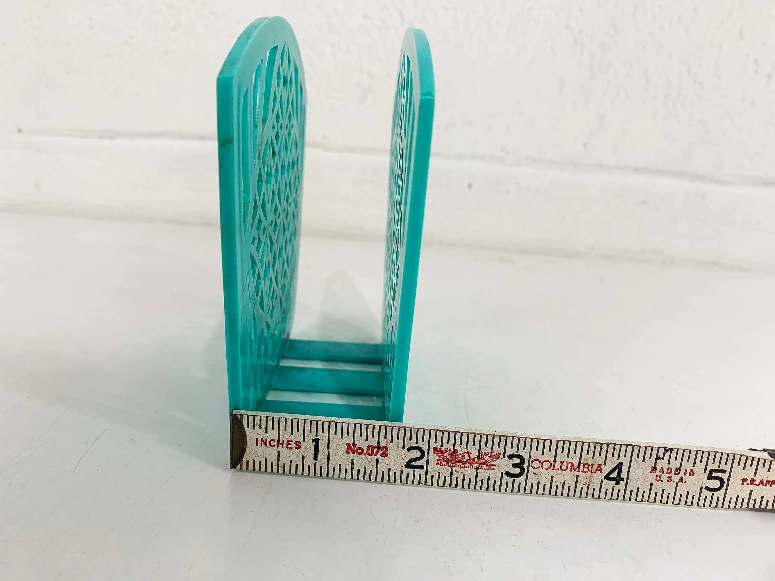 Vintage Plastic Blue Napkin Holder Geometric Teal Turquoise Mid-Century Kitchen Retro Kitsch Letter Mail 60s - Image 8