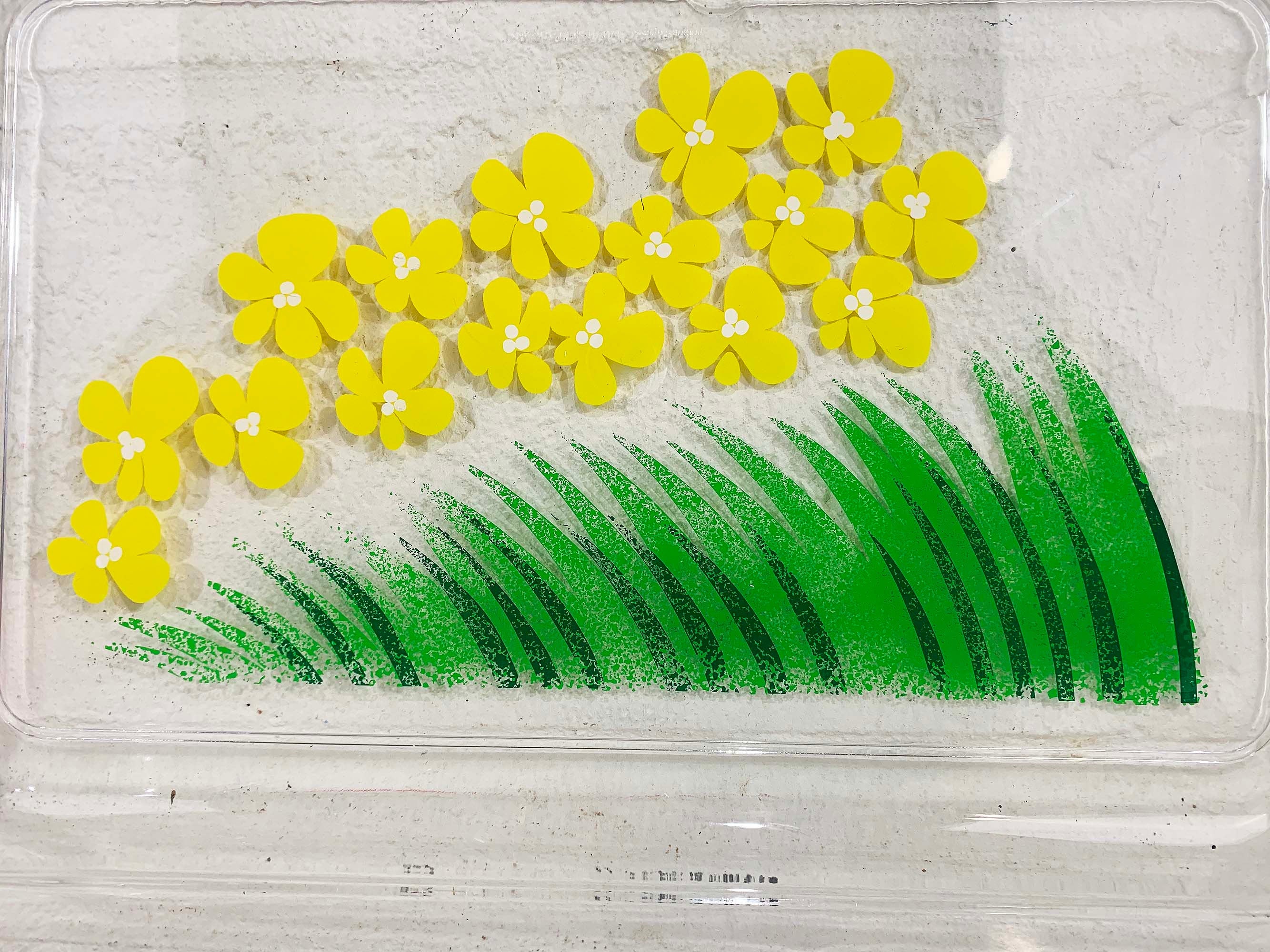 Vintage Plastic Tray Cameleon P Tardif Neove Yellow Flowers Green Large Retro Serving Plate Acrylic Floral Barware Bar Cute 80s - Image 2