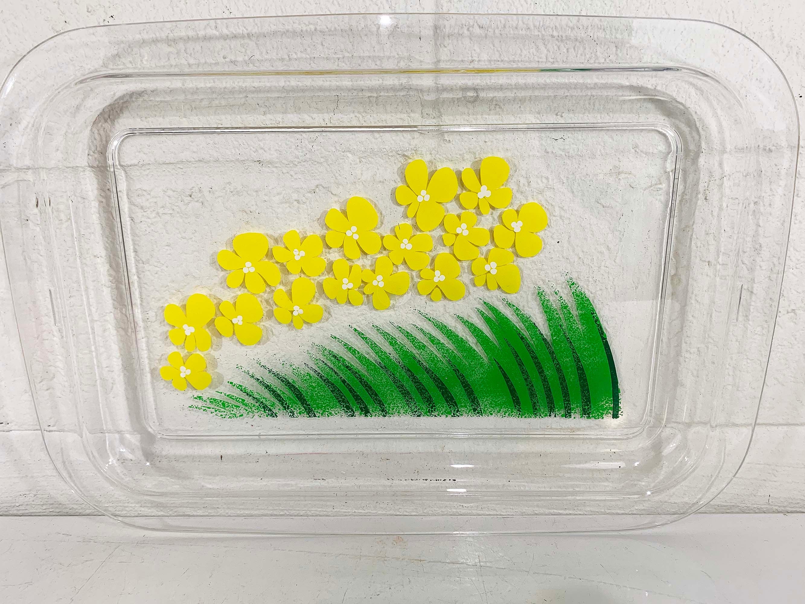 Vintage Plastic Tray Cameleon P Tardif Neove Yellow Flowers Green Large Retro Serving Plate Acrylic Floral Barware Bar Cute 80s - Image 3