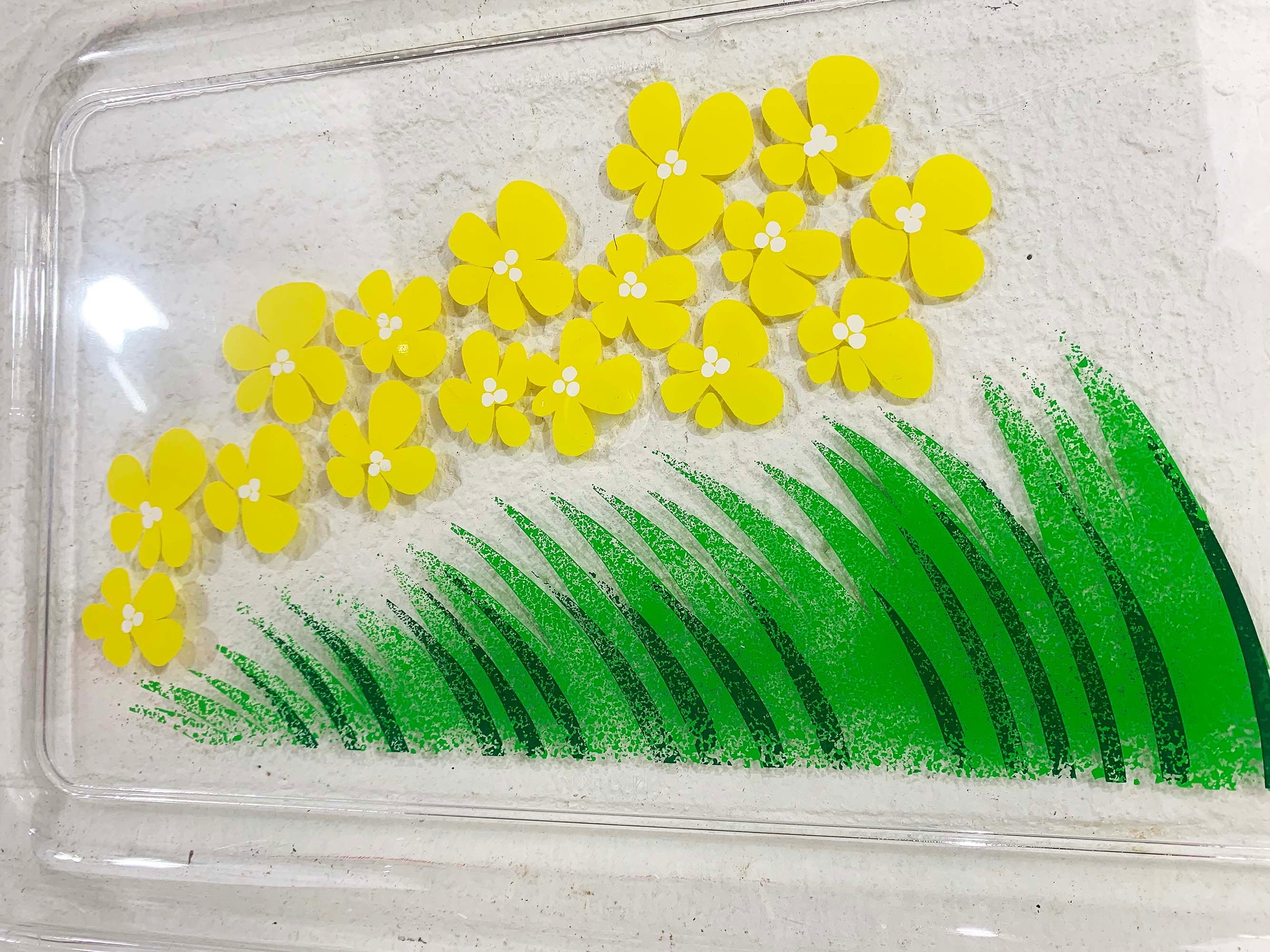 Vintage Plastic Tray Cameleon P Tardif Neove Yellow Flowers Green Large Retro Serving Plate Acrylic Floral Barware Bar Cute 80s - Image 5
