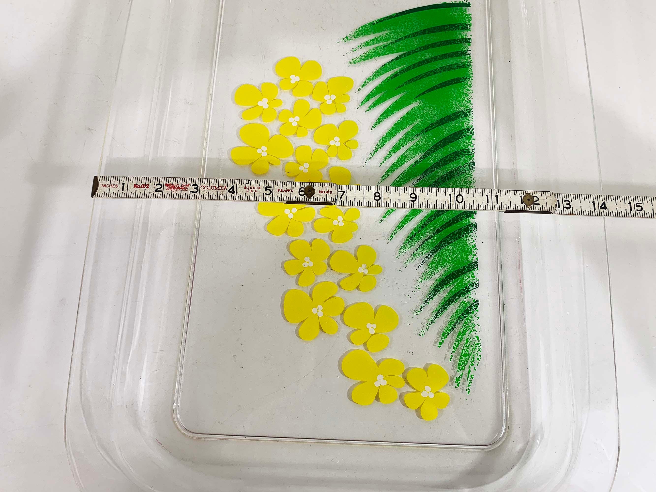 Vintage Plastic Tray Cameleon P Tardif Neove Yellow Flowers Green Large Retro Serving Plate Acrylic Floral Barware Bar Cute 80s - Image 9