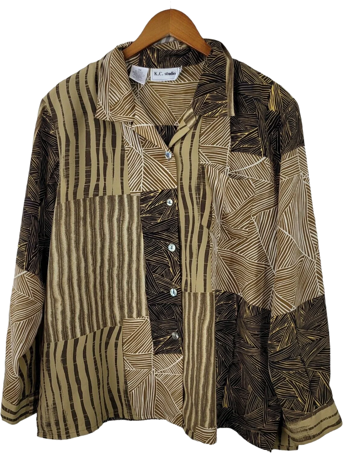 Vintage Plus Size 18w Top Shirt Button Up Luau Linen At To Wear Tropic