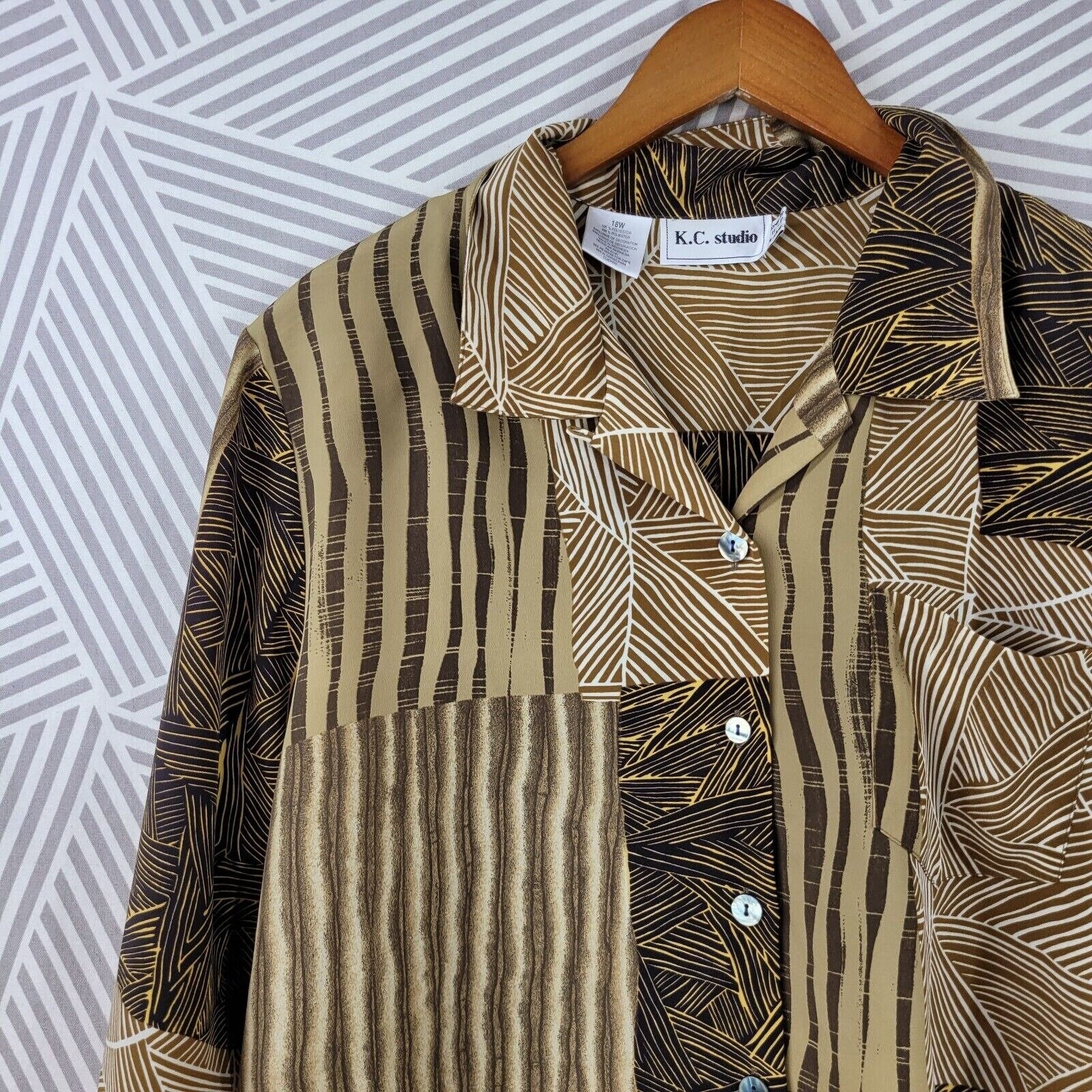 Vintage Plus Size 18w Top Shirt Button Up Luau Linen At To Wear Tropic - Image 2