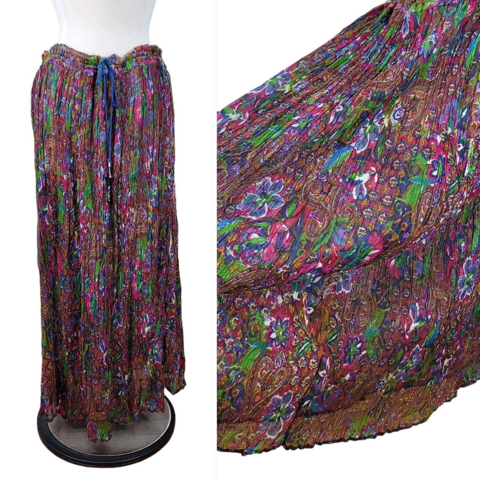 Vintage Plus Size 1x 2x 3x 4x Skirt Festival Gauze Flowy Full Pink - Image 3
