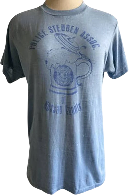 Vintage Police Steuben Association T-Shirt 90s Short Sleeves Blue
