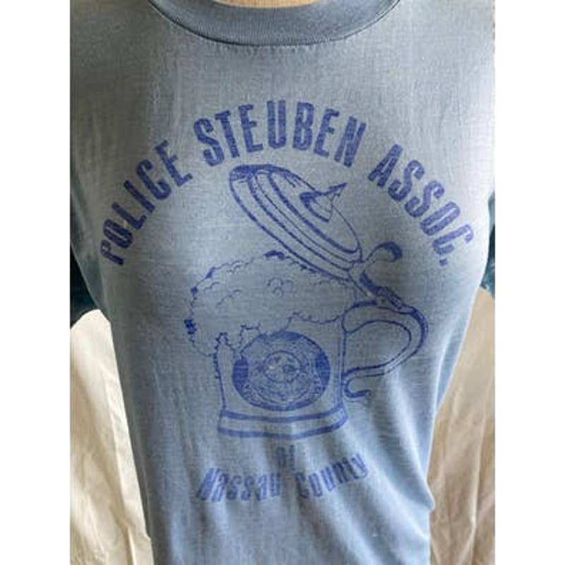 Vintage Police Steuben Association T-Shirt 90s Short Sleeves Blue - Image 6