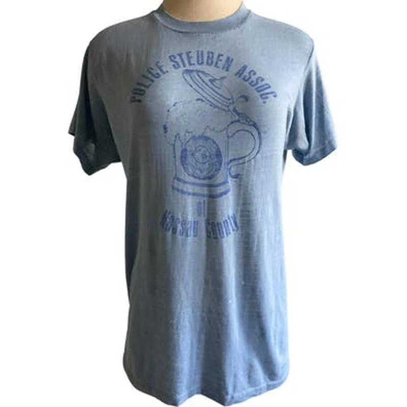 Vintage Police Steuben Association T-Shirt 90s Short Sleeves Blue - Image 8