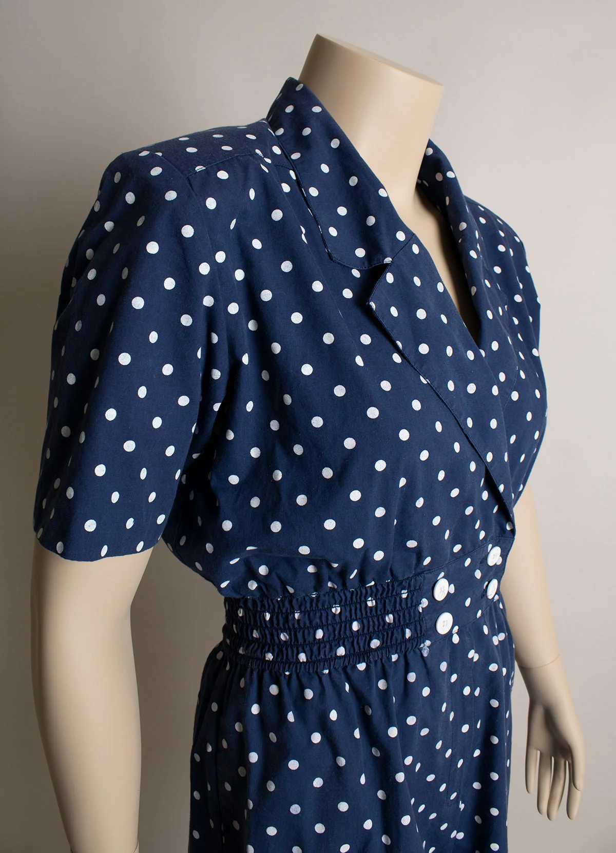 Vintage Polka Dot Romper - 90s Dark Navy Blue and White Nautical Style by Joan Walters - Large by Joan Walters - Image 6