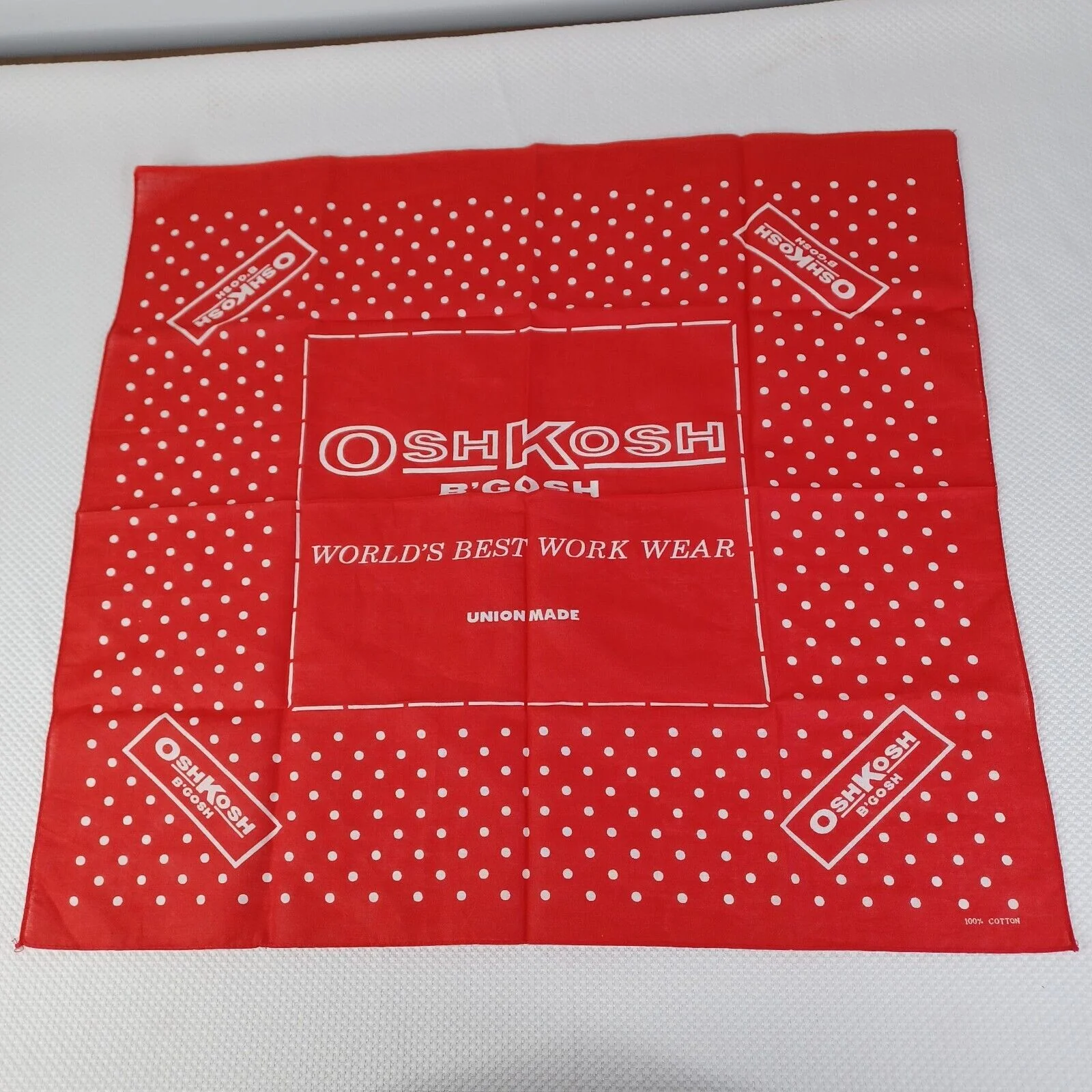 Vintage Polka Dots Usa Bandana Handkerchief Red Deadstock by OshKosh B'gosh - Image 3