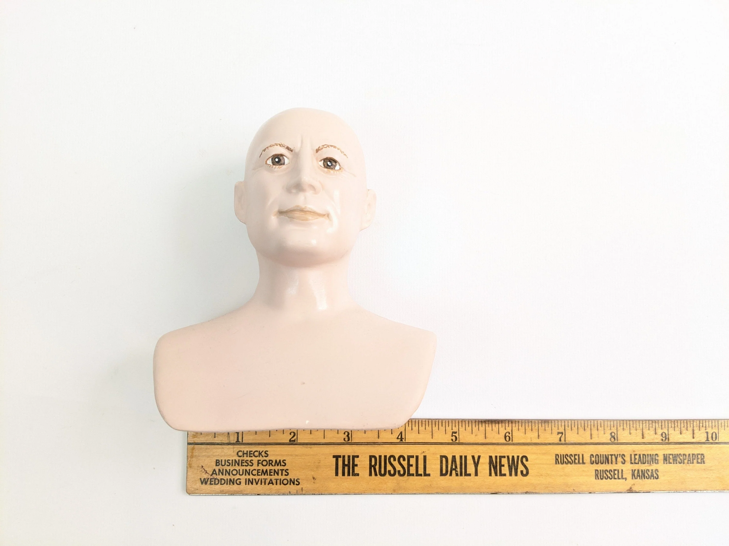 Vintage Porcelain Male Doll Bust - Image 4