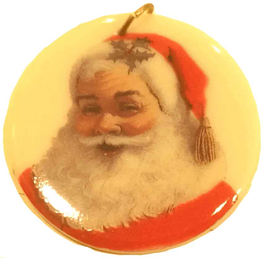 Vintage Porcelain St. Nicholas Santa Claus Medallion Necklace with a Gold Chain